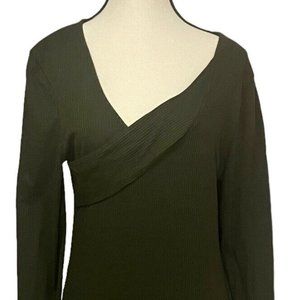 Velvet Torch V Neck Knit Dress Dark Green Sleeveless Size XL